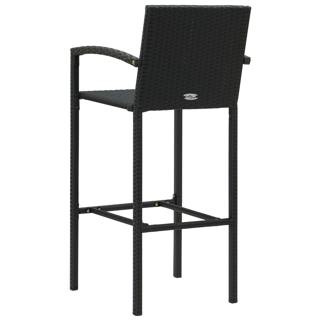 vidaXL 3 Piece Garden Bar Set Poly Rattan Black