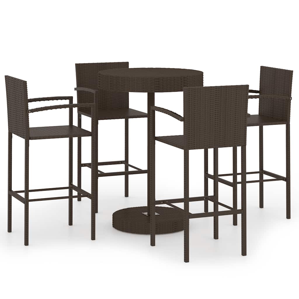 Garden Bar Set | Brown | PE rattan | Medium | Seats Many | Garden Bar Set