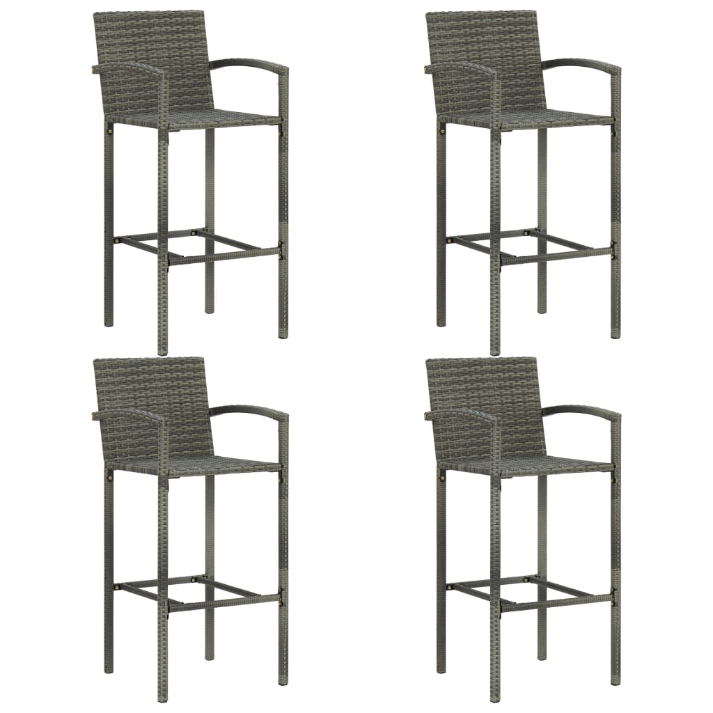 vidaXL 5 Piece Garden Bar Poly Rattan Grey