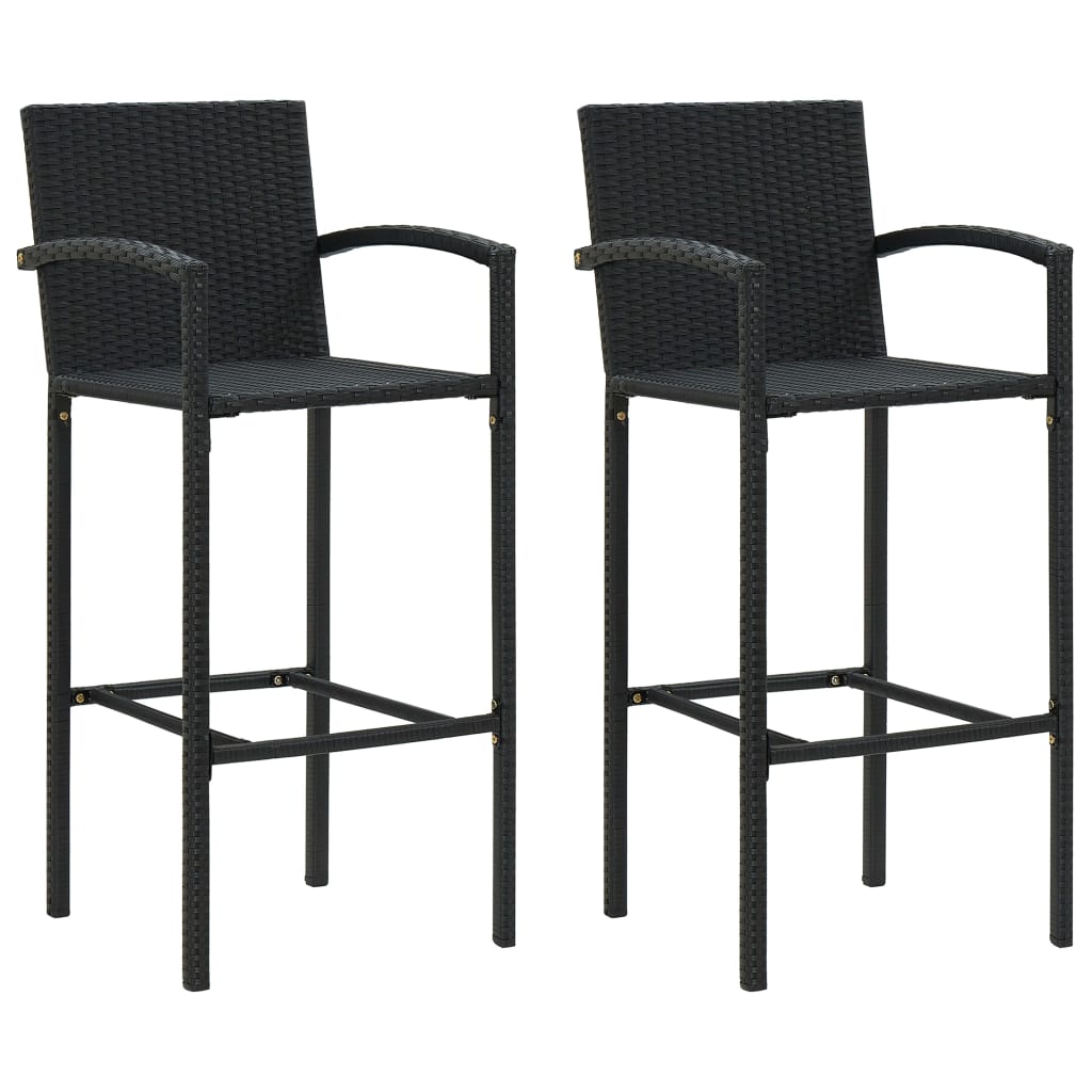 vidaXL 3 Piece Outdoor Bar Set with Armrest Poly Rattan Black