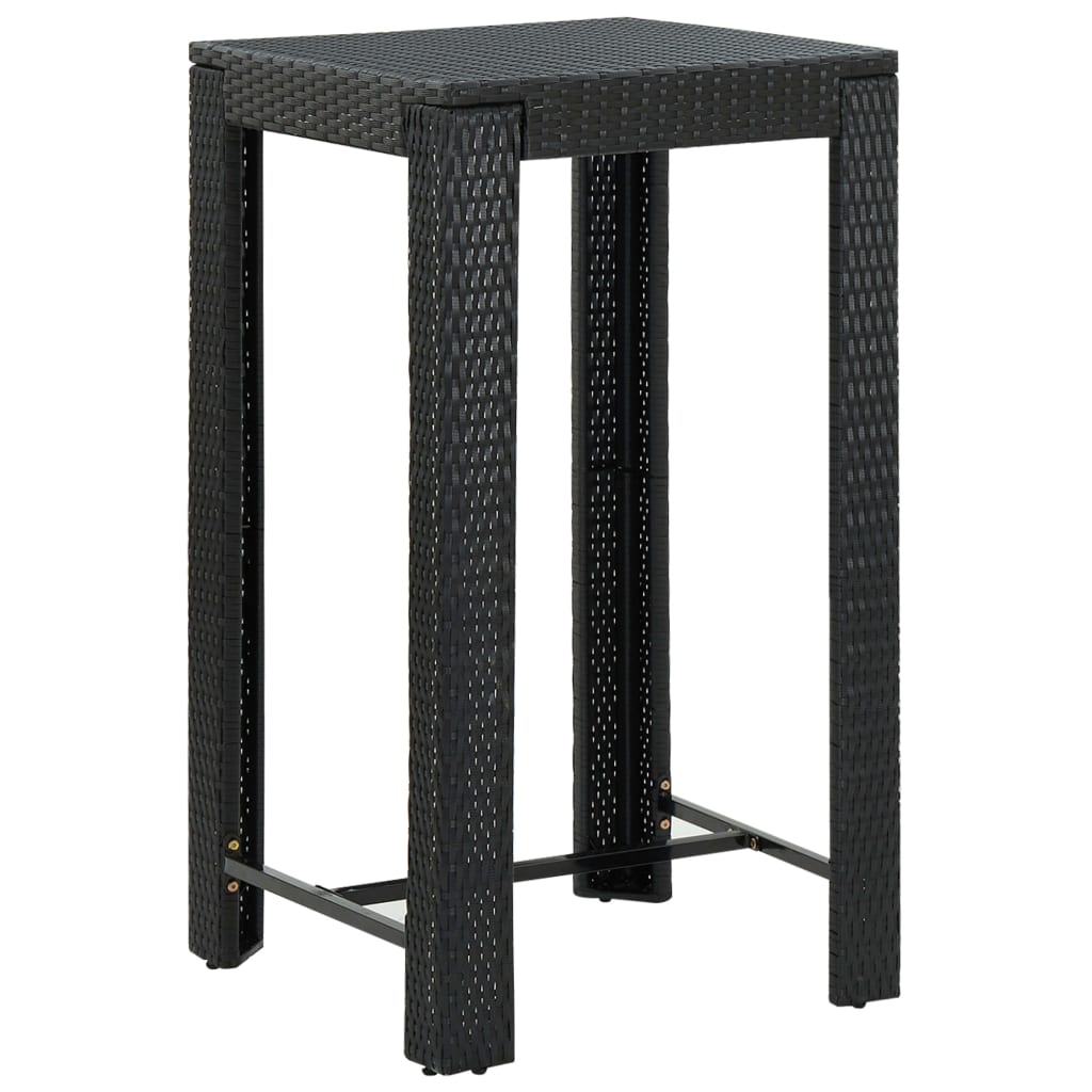 vidaXL 3 Piece Outdoor Bar Set with Armrest Poly Rattan Black