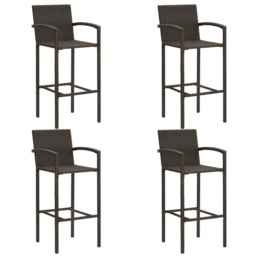 Garden Bar Set | Brown | PE rattan | 5 Piece Set | Footrest
