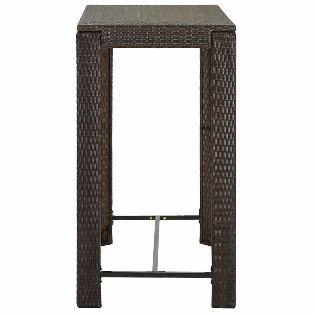 5 Piece Outdoor Bar Set with Armrest Poly Rattan Brown