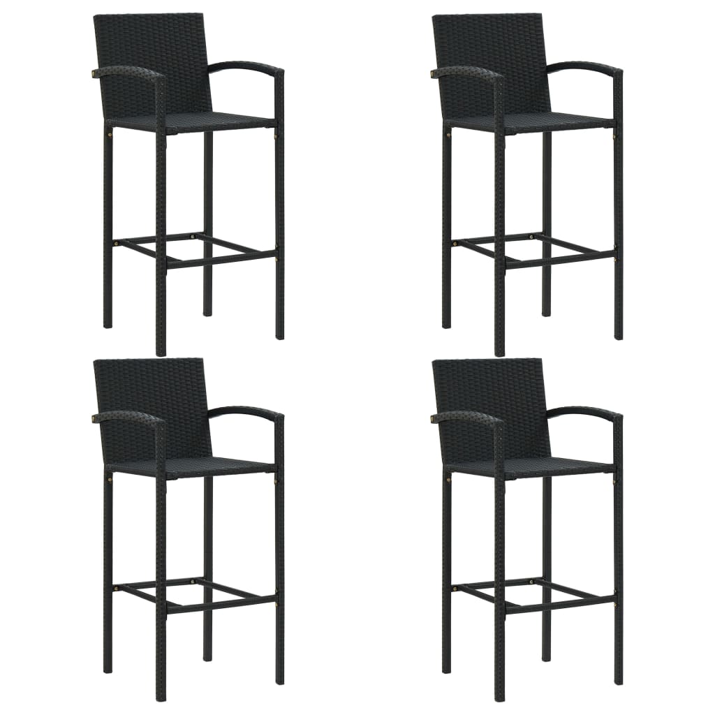 vidaXL 5 Piece Outdoor Bar Set with Armrest Poly Rattan Black