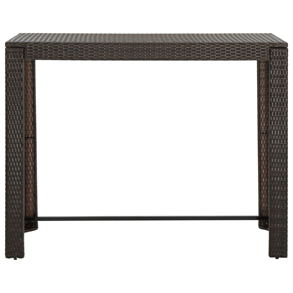 vidaXL 7 Piece Outdoor Bar Set with Armrest Poly Rattan Brown