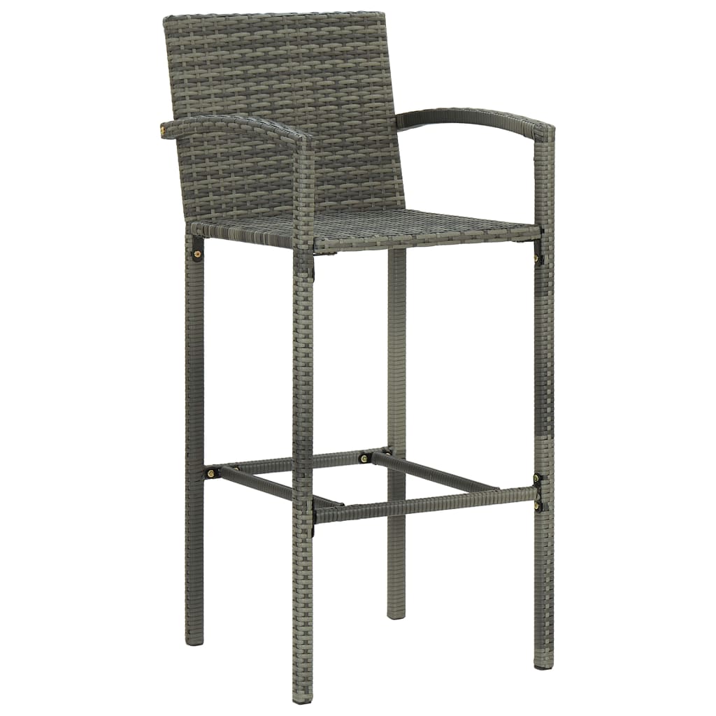 vidaXL 7 Piece Outdoor Bar Set with Armrest Poly Rattan Grey