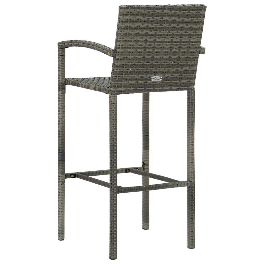 vidaXL 7 Piece Outdoor Bar Set with Armrest Poly Rattan Grey