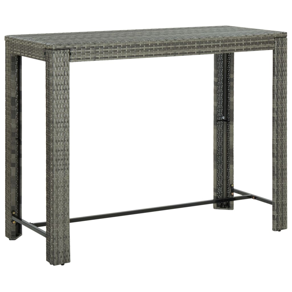 vidaXL 7 Piece Outdoor Bar Set with Armrest Poly Rattan Grey