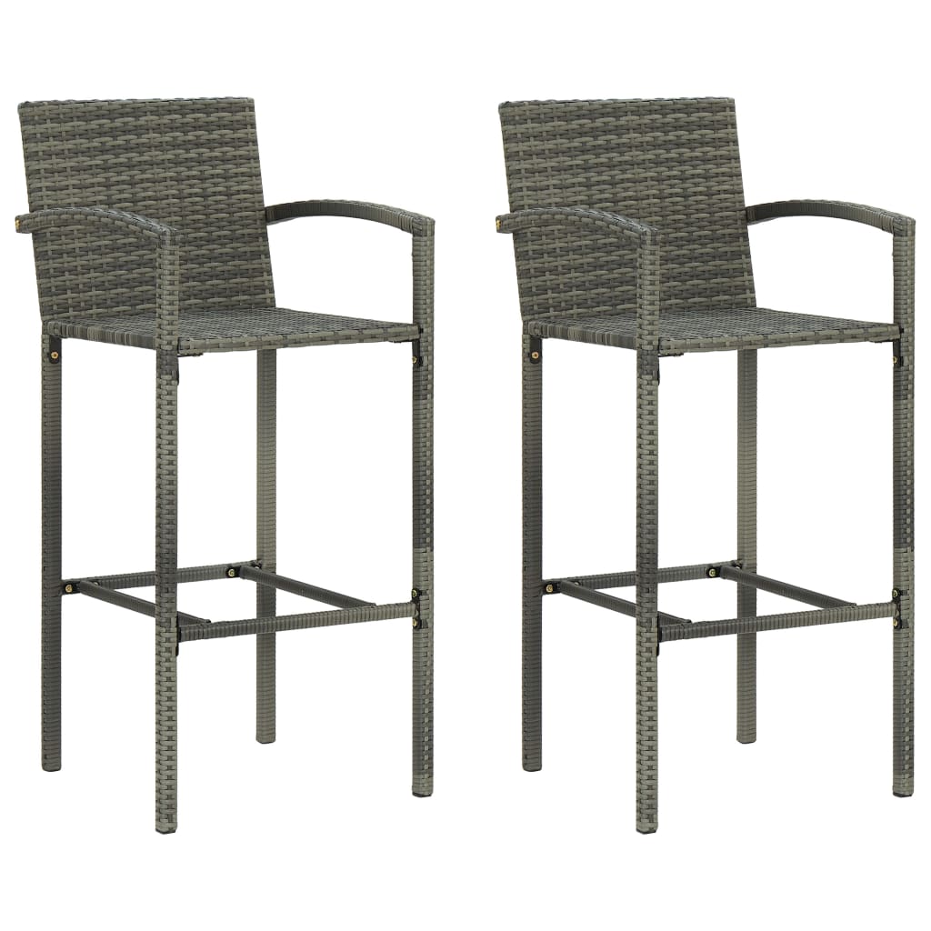 vidaXL 3 Piece Garden Bar Set Poly Rattan Grey