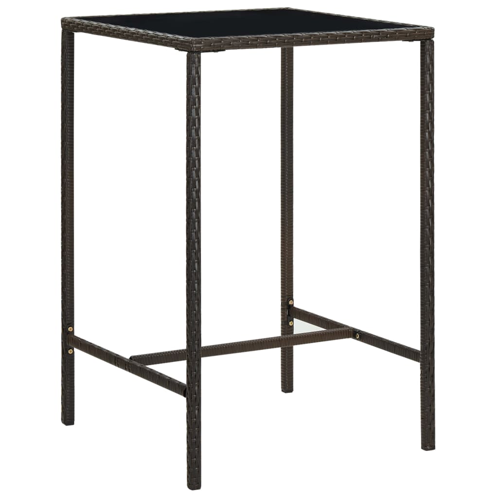 Garden Bar Set | Brown | PE rattan, powder-coated steel, tempered glass