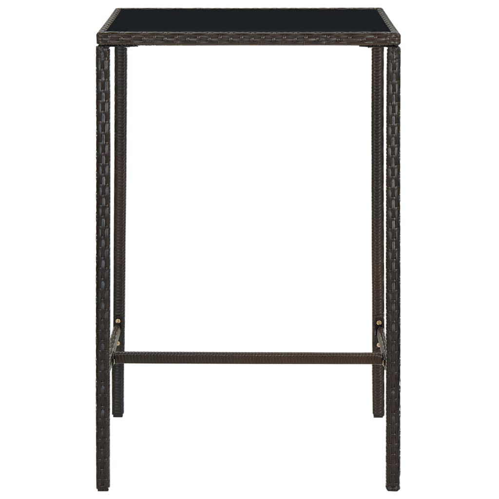 Garden Bar Set | Brown | PE rattan, powder-coated steel, tempered glass