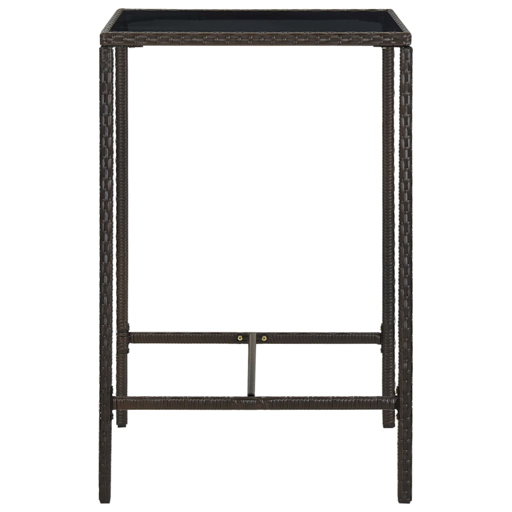 Garden Bar Set | Brown | PE rattan, powder-coated steel, tempered glass