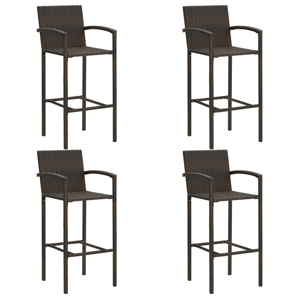 Garden Bar Set | Brown | PE rattan, powder-coated steel, tempered glass