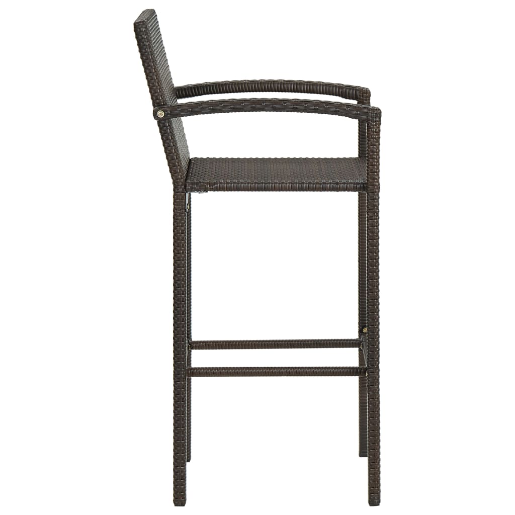 Garden Bar Set | Brown | PE rattan, powder-coated steel, tempered glass
