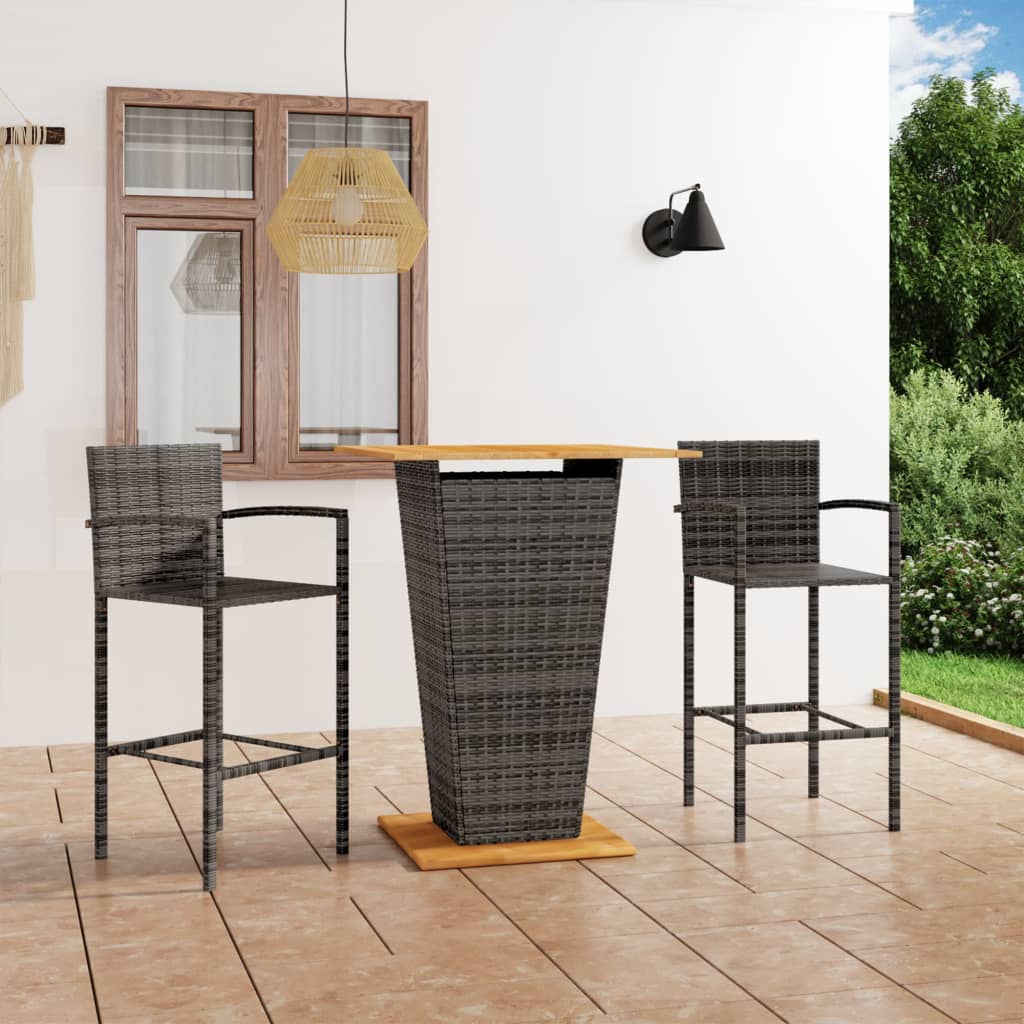 vidaXL 3 Piece Garden Bar Set Grey