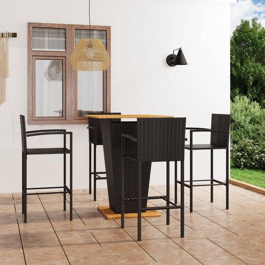 vidaXL 5 Piece Garden Bar Set Black