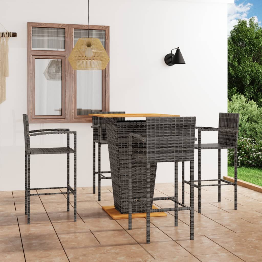 vidaXL 5 Piece Garden Bar Set Grey