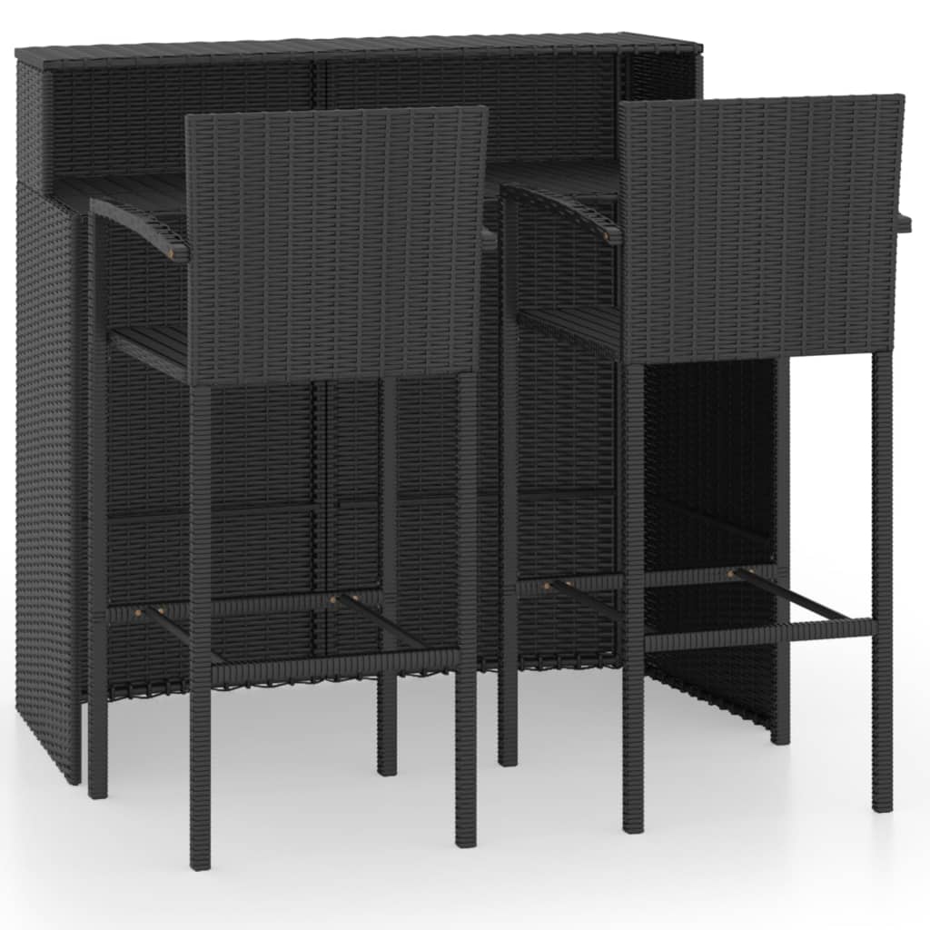 vidaXL 3 Piece Garden Bar Set Black