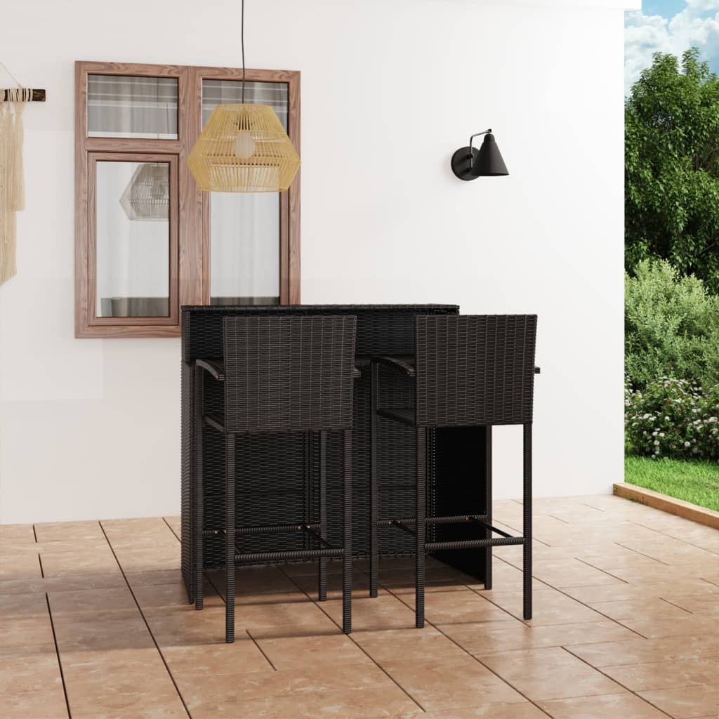 vidaXL 3 Piece Garden Bar Set Black