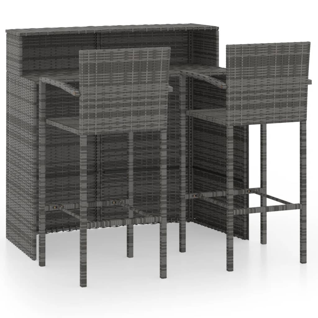 vidaXL 3 Piece Garden Bar Set Grey