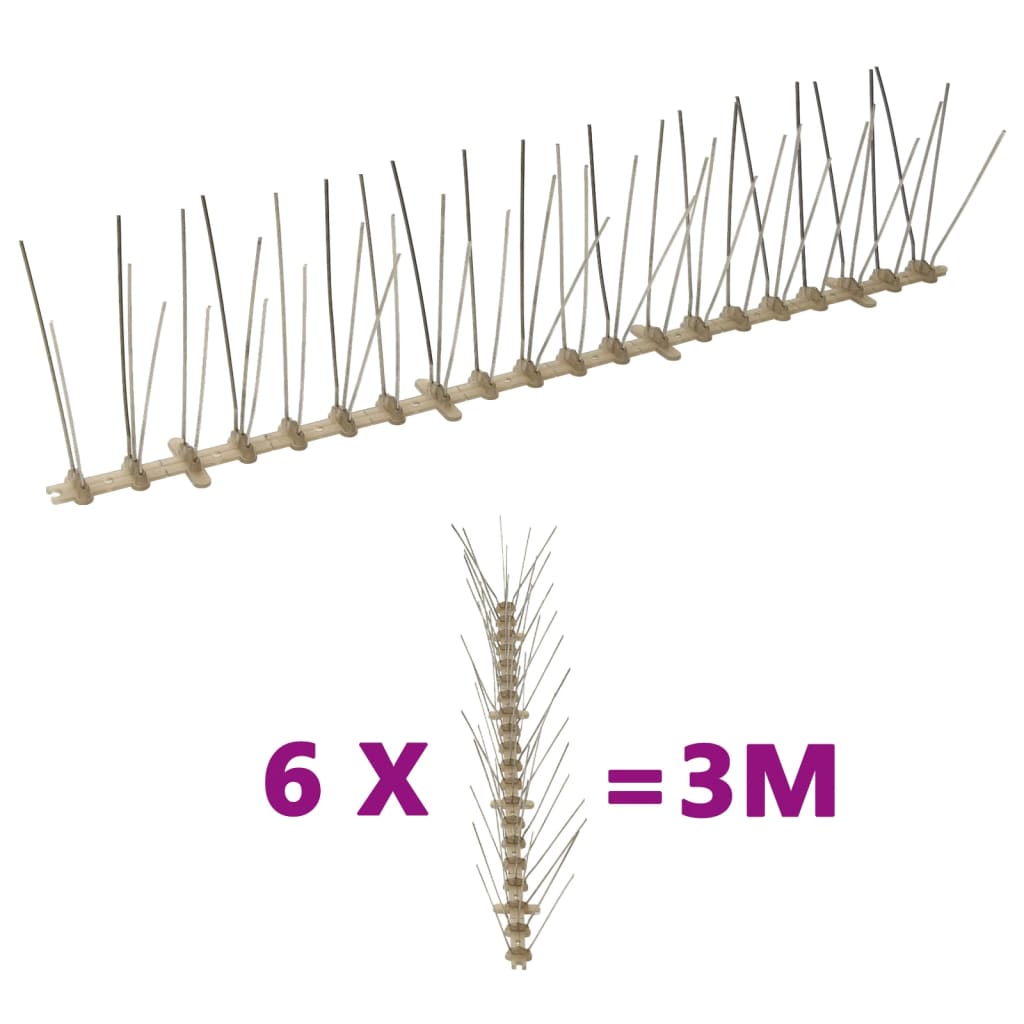 5-row Plastic Bird & Pigeon Spikes Set of 6 3 m