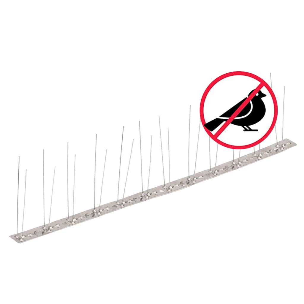 vidaXL 2-row Stainless Steel Bird & Pigeon Spikes Set of 20 10 m