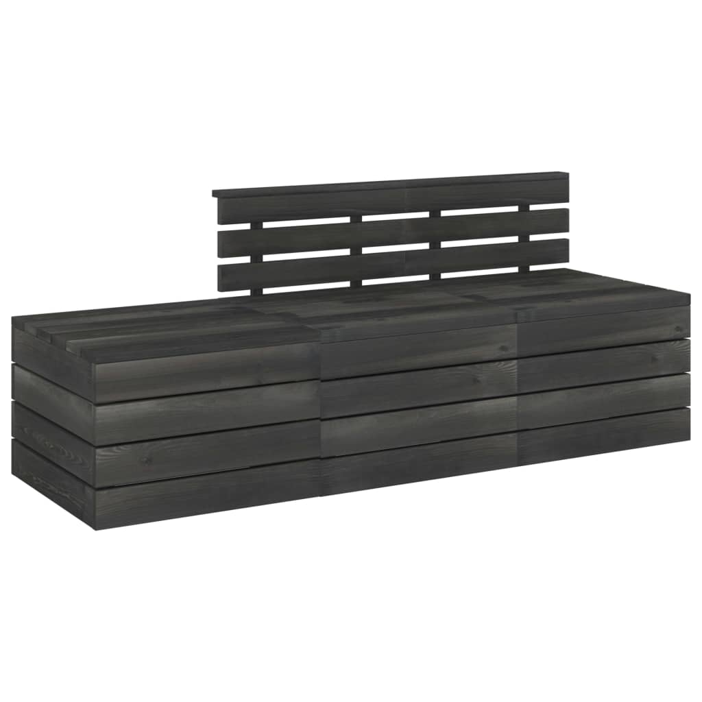 vidaXL 3 Piece Garden Pallet Lounge Set Solid Pinewood Dark Grey