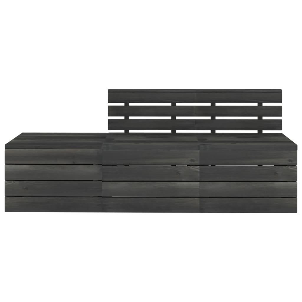 vidaXL 3 Piece Garden Pallet Lounge Set Solid Pinewood Dark Grey