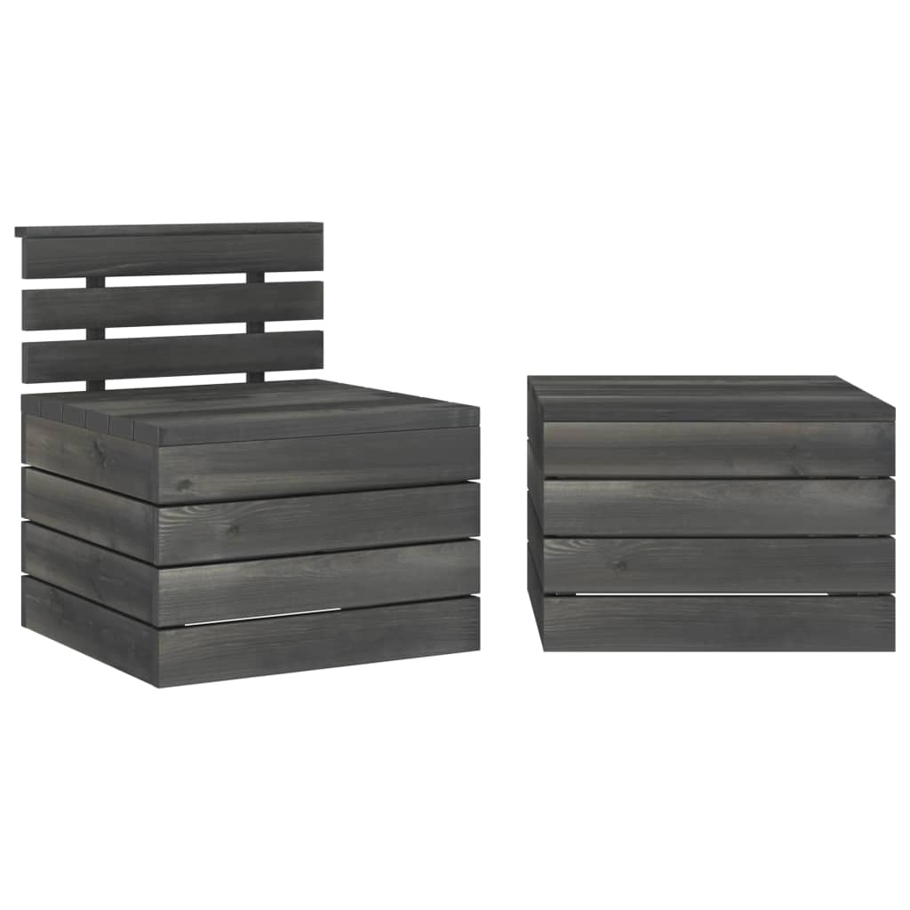 vidaXL 3 Piece Garden Pallet Lounge Set Solid Pinewood Dark Grey