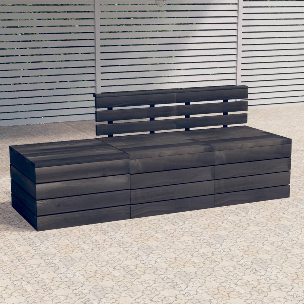 vidaXL 3 Piece Garden Pallet Lounge Set Solid Pinewood Dark Grey