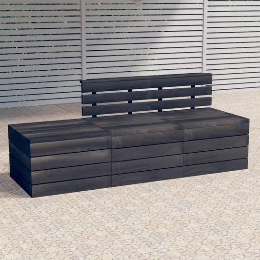 vidaXL 3 Piece Garden Pallet Lounge Set Solid Pinewood Dark Grey