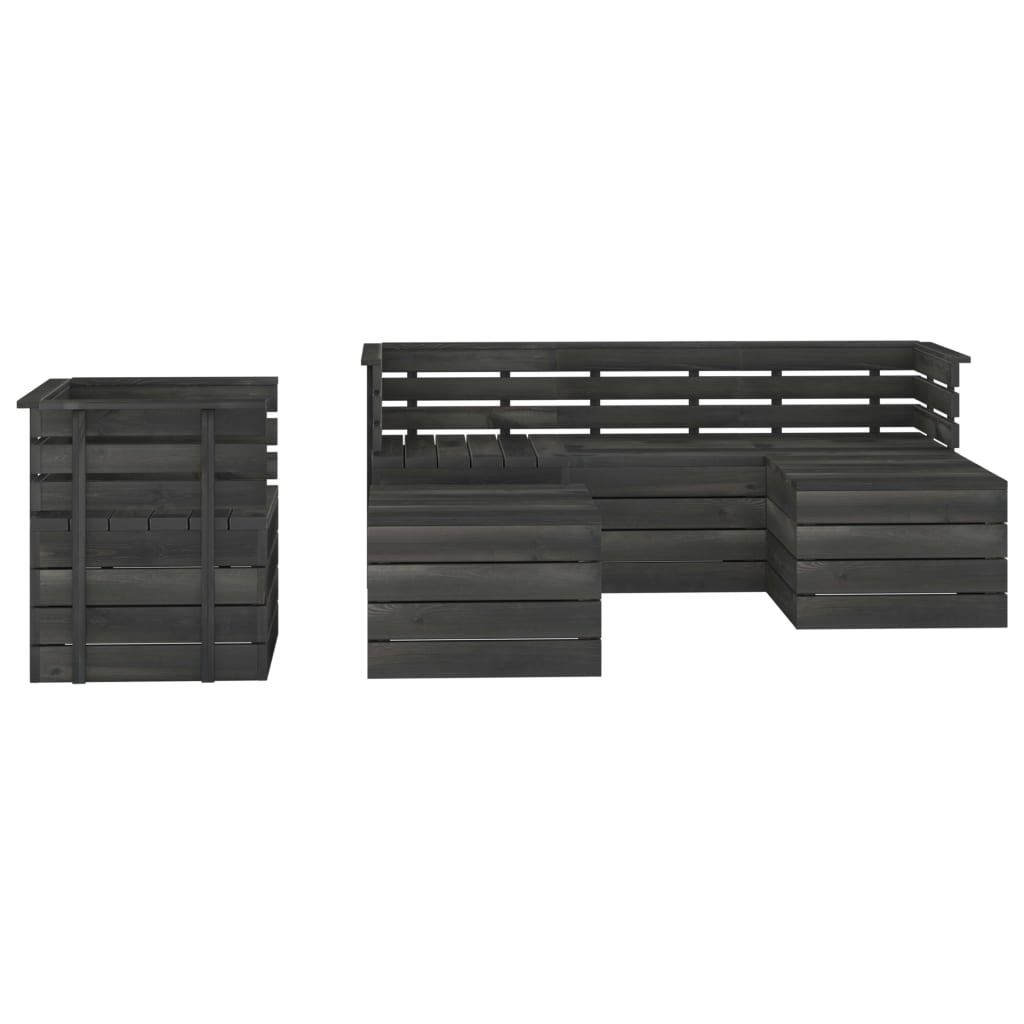 vidaXL 6 Piece Garden Pallet Lounge Set Solid Pinewood Dark Grey