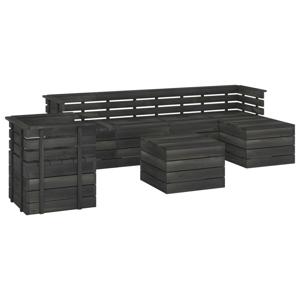 vidaXL 7 Piece Garden Pallet Lounge Set Solid Pinewood Dark Grey