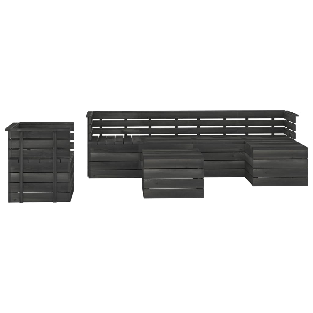 vidaXL 7 Piece Garden Pallet Lounge Set Solid Pinewood Dark Grey