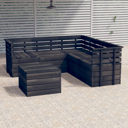 vidaXL 6 Piece Garden Pallet Lounge Set Solid Pinewood Dark Grey