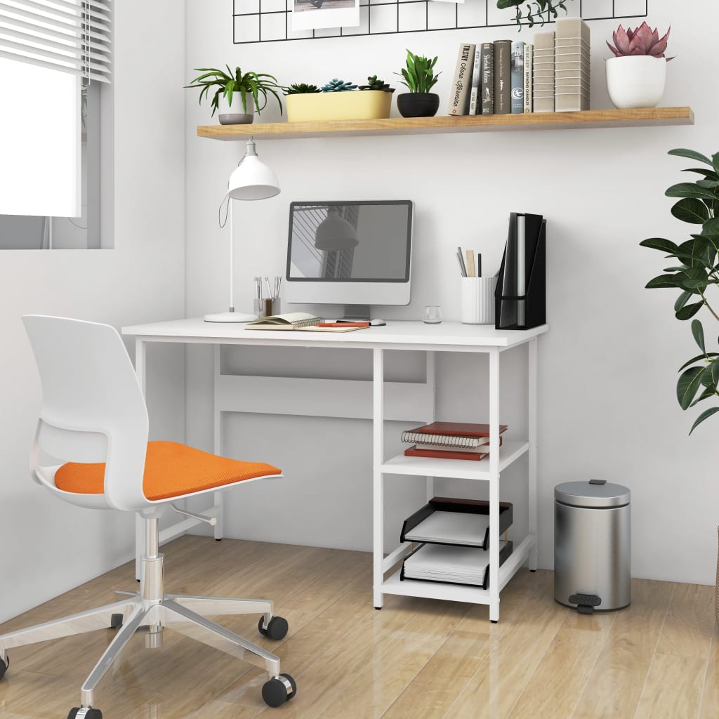 vidaXL Computer Desk White 105x55x72 cm MDF and Metal