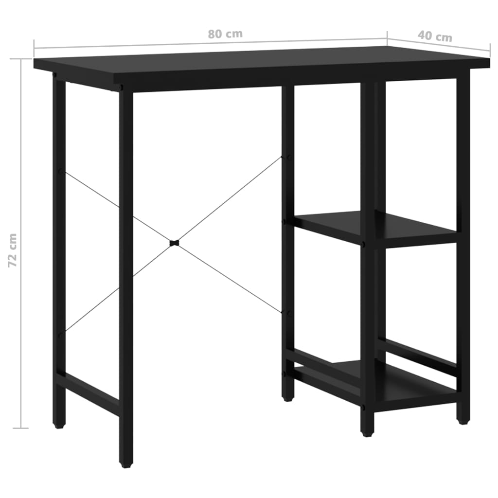 vidaXL Computer Desk Black 80x40x72 cm MDF and Metal