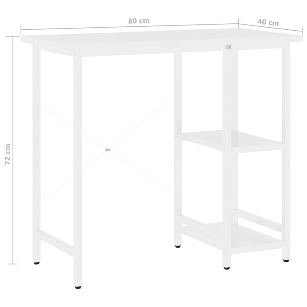 Computer Desk White 80x40x72 cm MDF and Metal