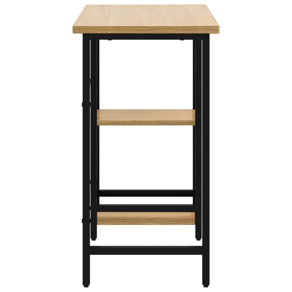 Computer Desk Black and Light Oak 80x40x72 cm MDF and Metal