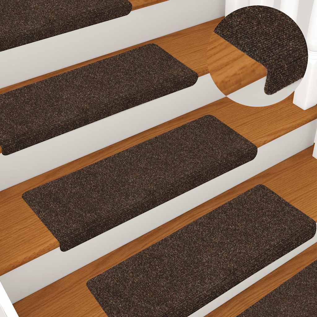 Stair Mats Self-adhesive 15 pcs 65x21x4 cm Brown