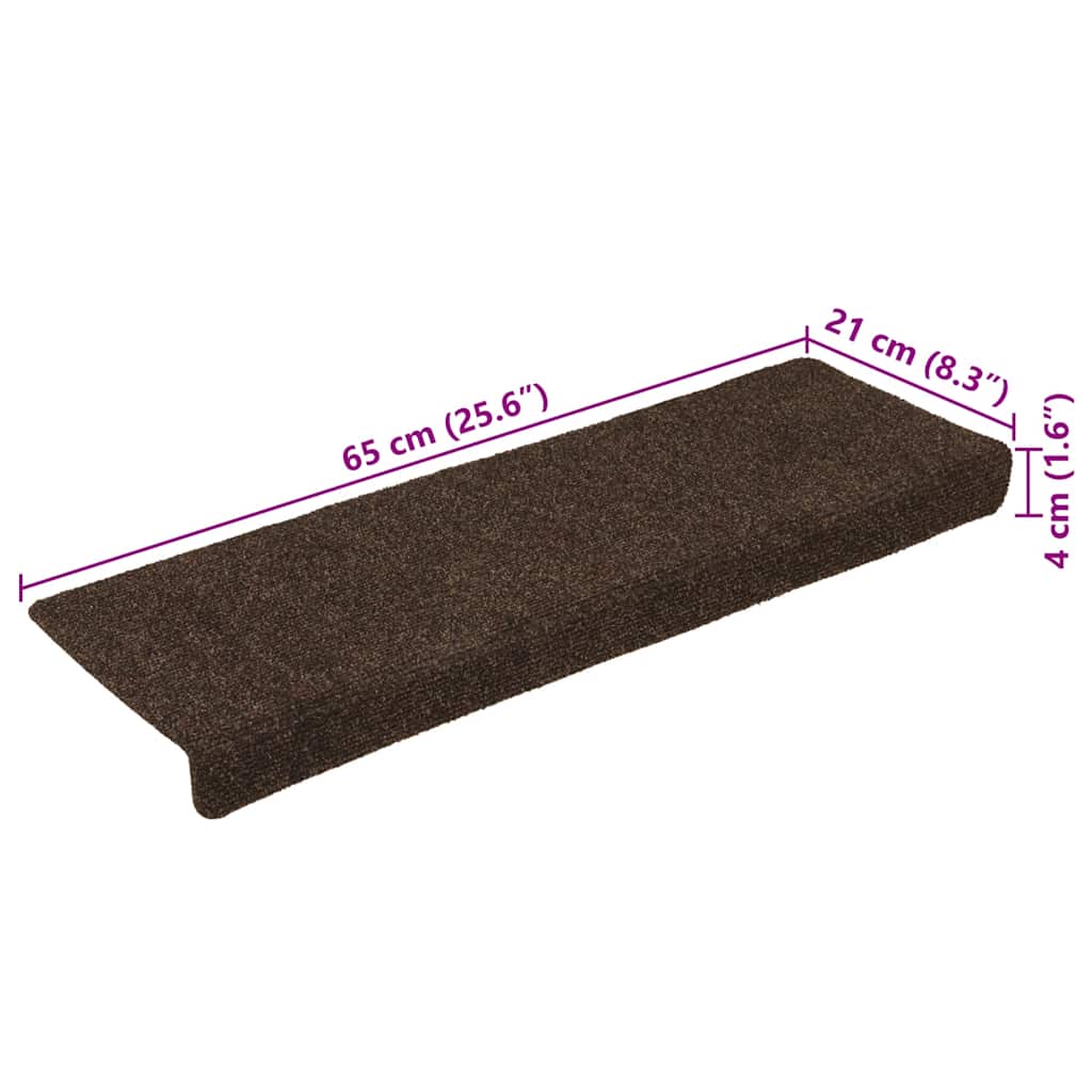 Stair Mats Self-adhesive 15 pcs 65x21x4 cm Brown Rectangular Edge