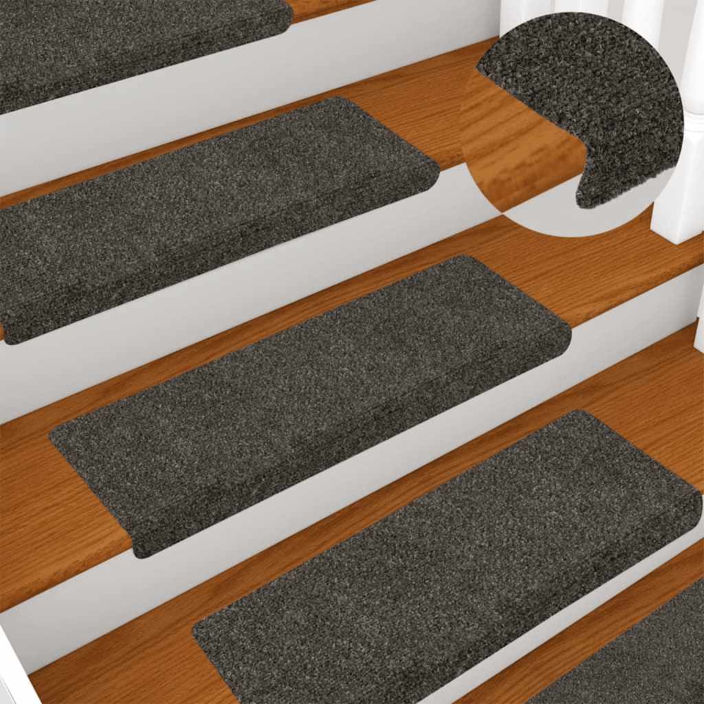 Stair Mats Self-adhesive 15 pcs 65x21x4 cm Anthracite