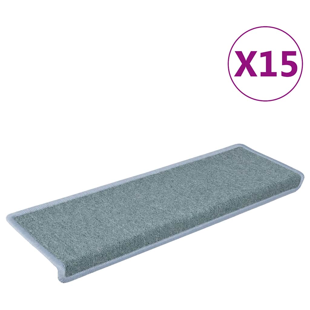 Stair Mats 15 pcs 65x21x4 cm Sea Blue Rectangular Edge