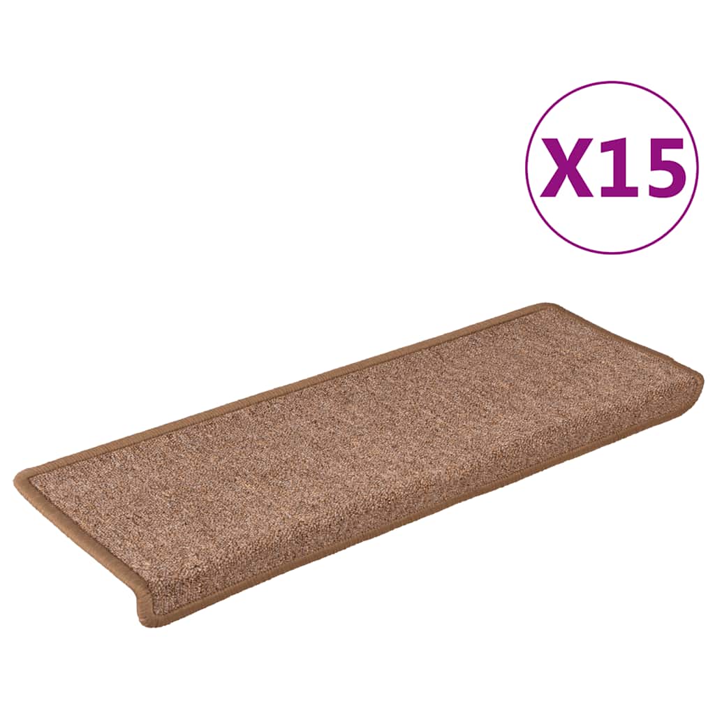 Stair Mats 15 pcs 65x21x4 cm Brown Rectangular Edge