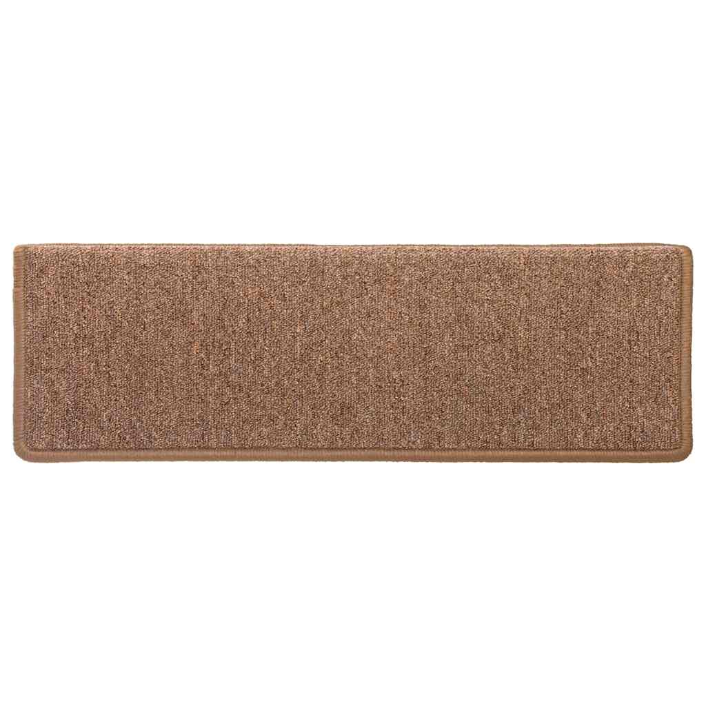 Stair Mats 15 pcs 65x21x4 cm Brown Rectangular Edge