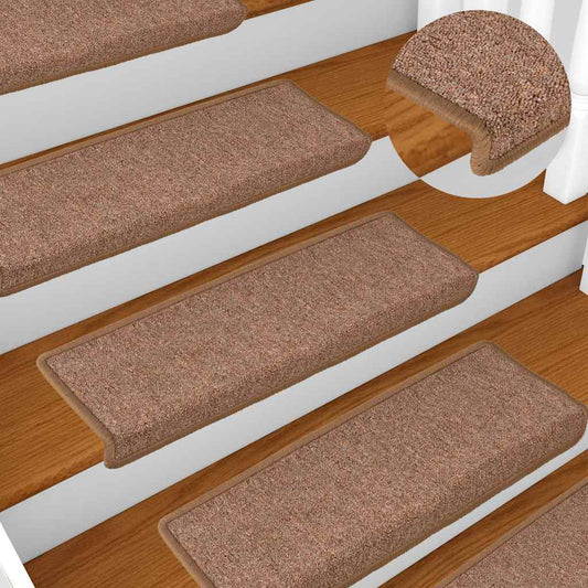 Stair Mats 15 pcs 65x21x4 cm Brown Rectangular Edge