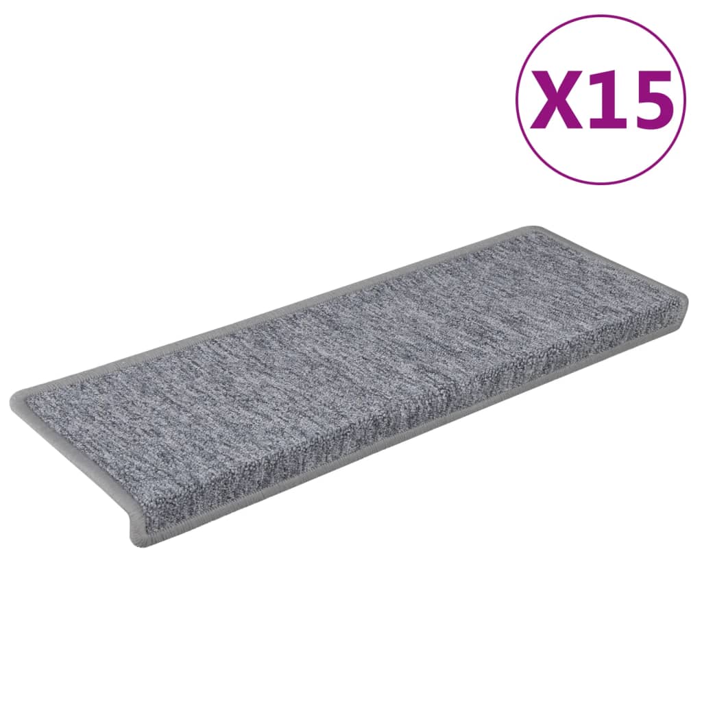 vidaXL Carpet Stair Treads 15 pcs 65x21x4 cm White and Grey