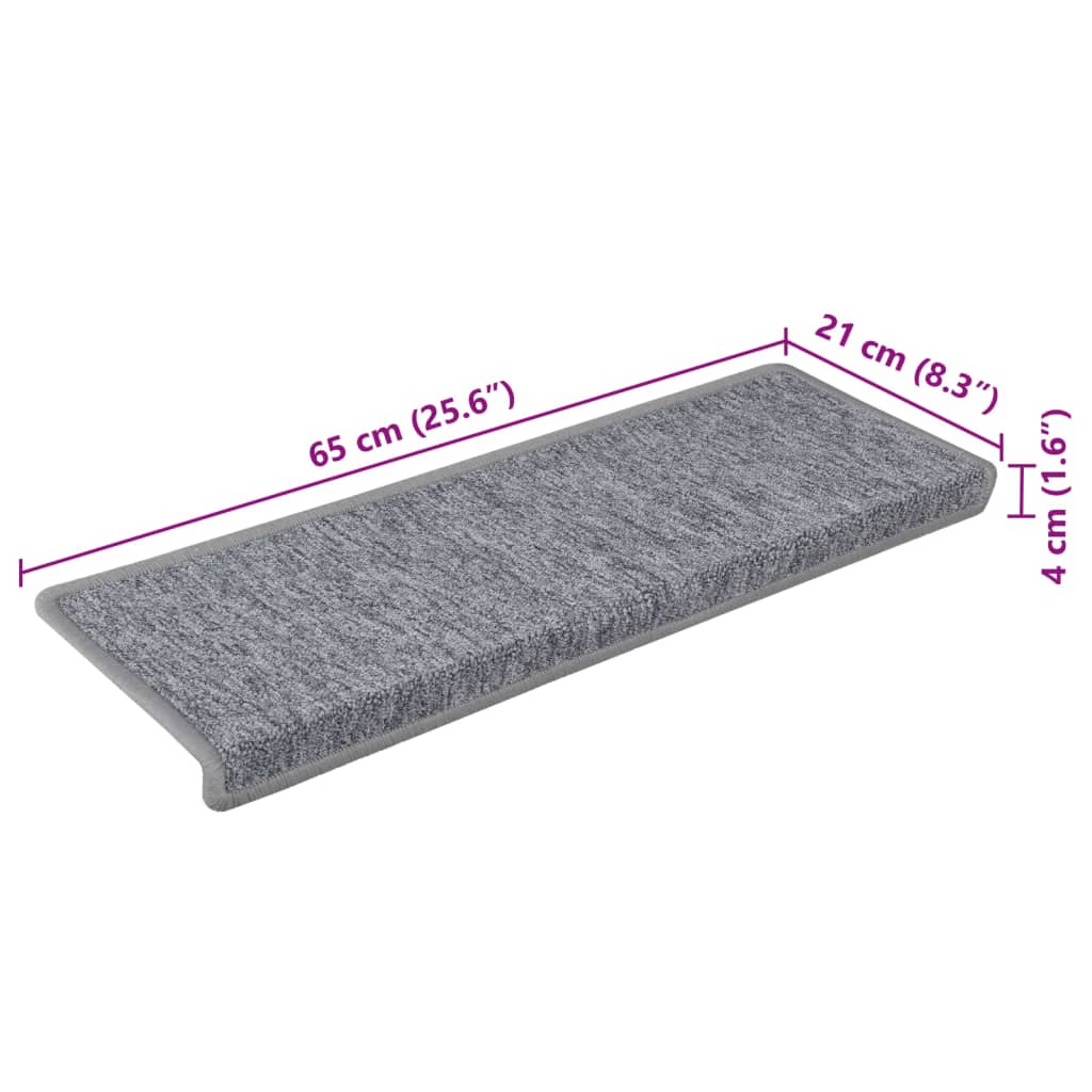 vidaXL Carpet Stair Treads 15 pcs 65x21x4 cm White and Grey