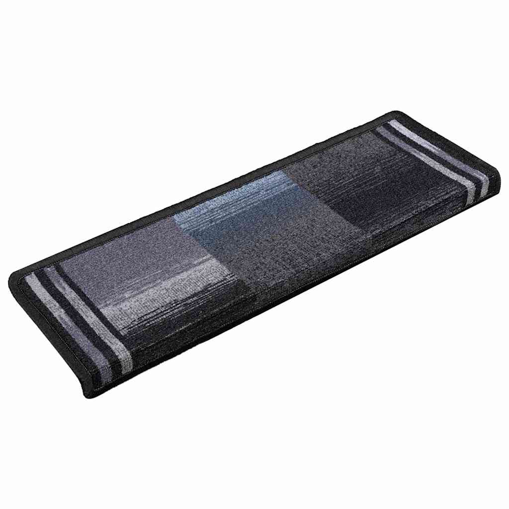 Stair Mats Self-adhesive 15 pcs 65x21x4 cm Black and Grey