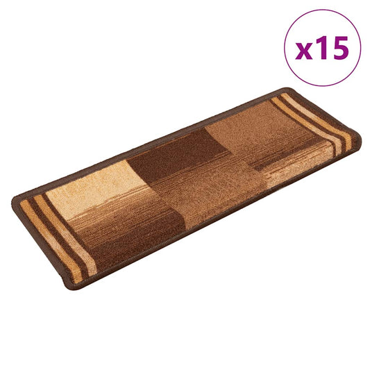 Stair Tread | Set of 15 | Brown | Polyamide | 65 cm x 21 cm x 4 cm